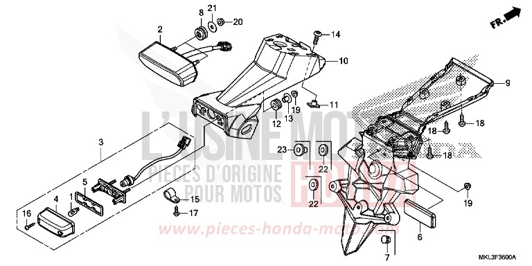 FEU ARRIERE von NC750X DCT MAT PEARL GLARE WHITE (NHB54) von 2019